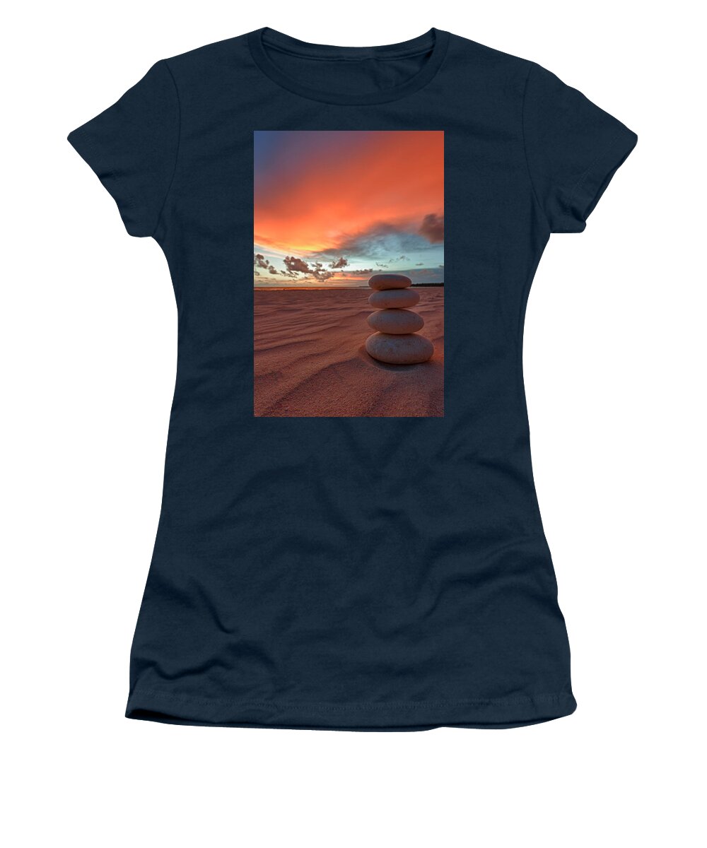 Cairn Women's T-Shirt featuring the photograph Sunrise Zen by Sebastian Musial