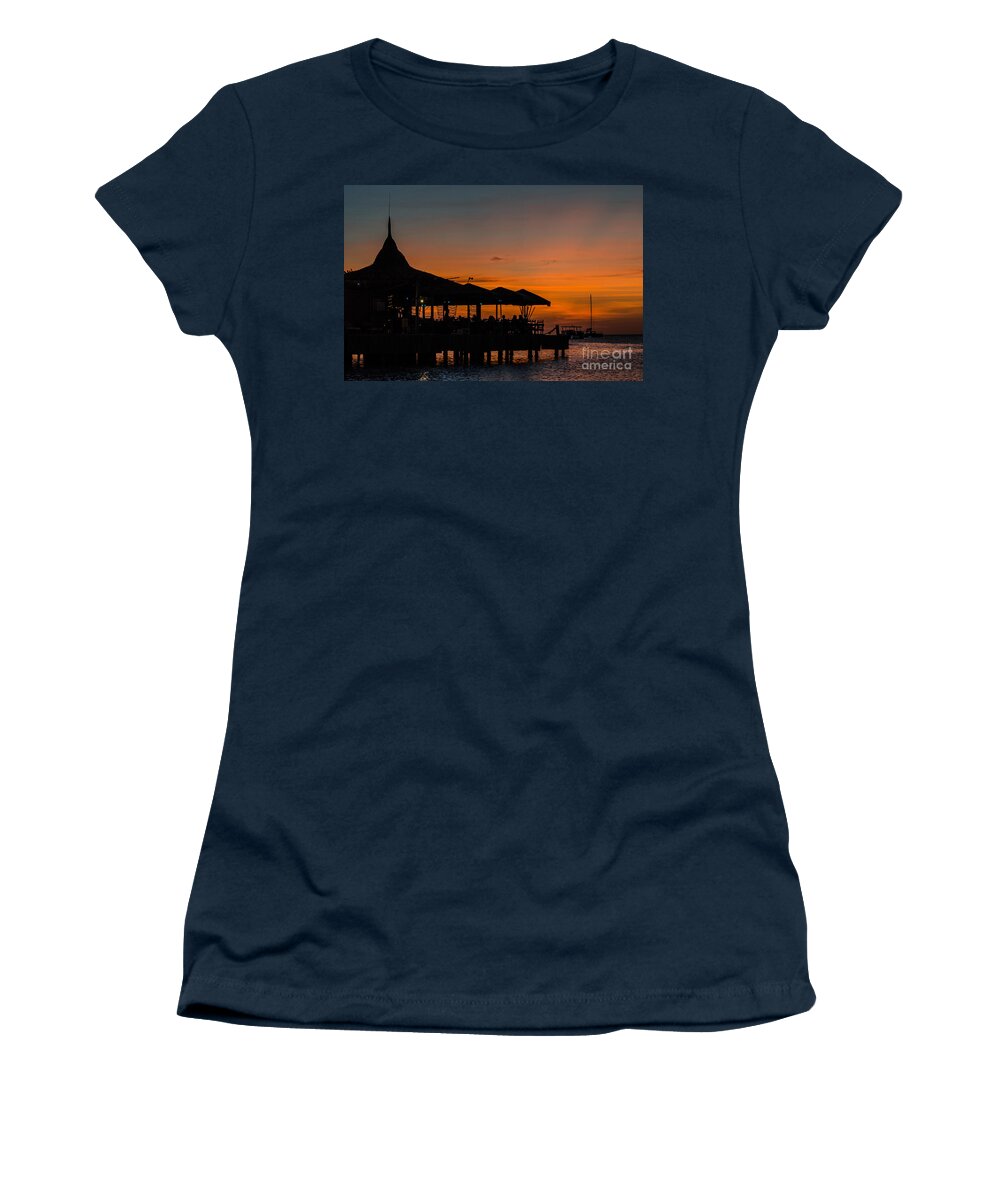 Pelican Pier Women's T-Shirt featuring the photograph Sunset From Pelican Pier by Judy Wolinsky
