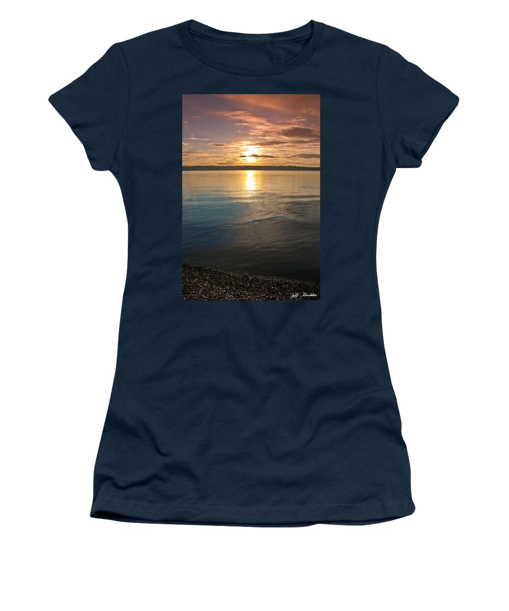 Beauty In Nature Women's T-Shirt featuring the photograph Sunset Over Puget Sound by Jeff Goulden