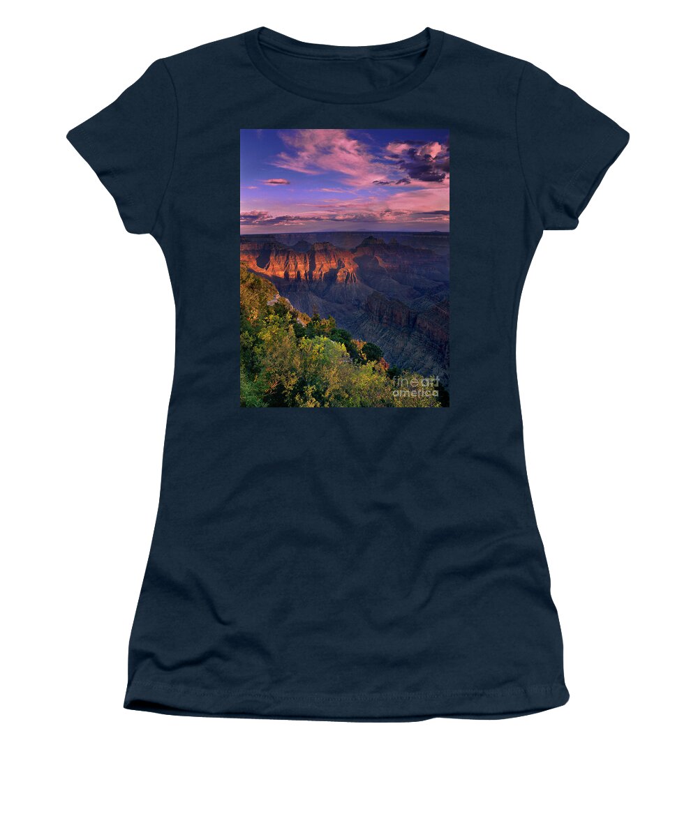 North America Women's T-Shirt featuring the photograph Sunset View From North Rim Lodge Grand Canyon National Park by Dave Welling