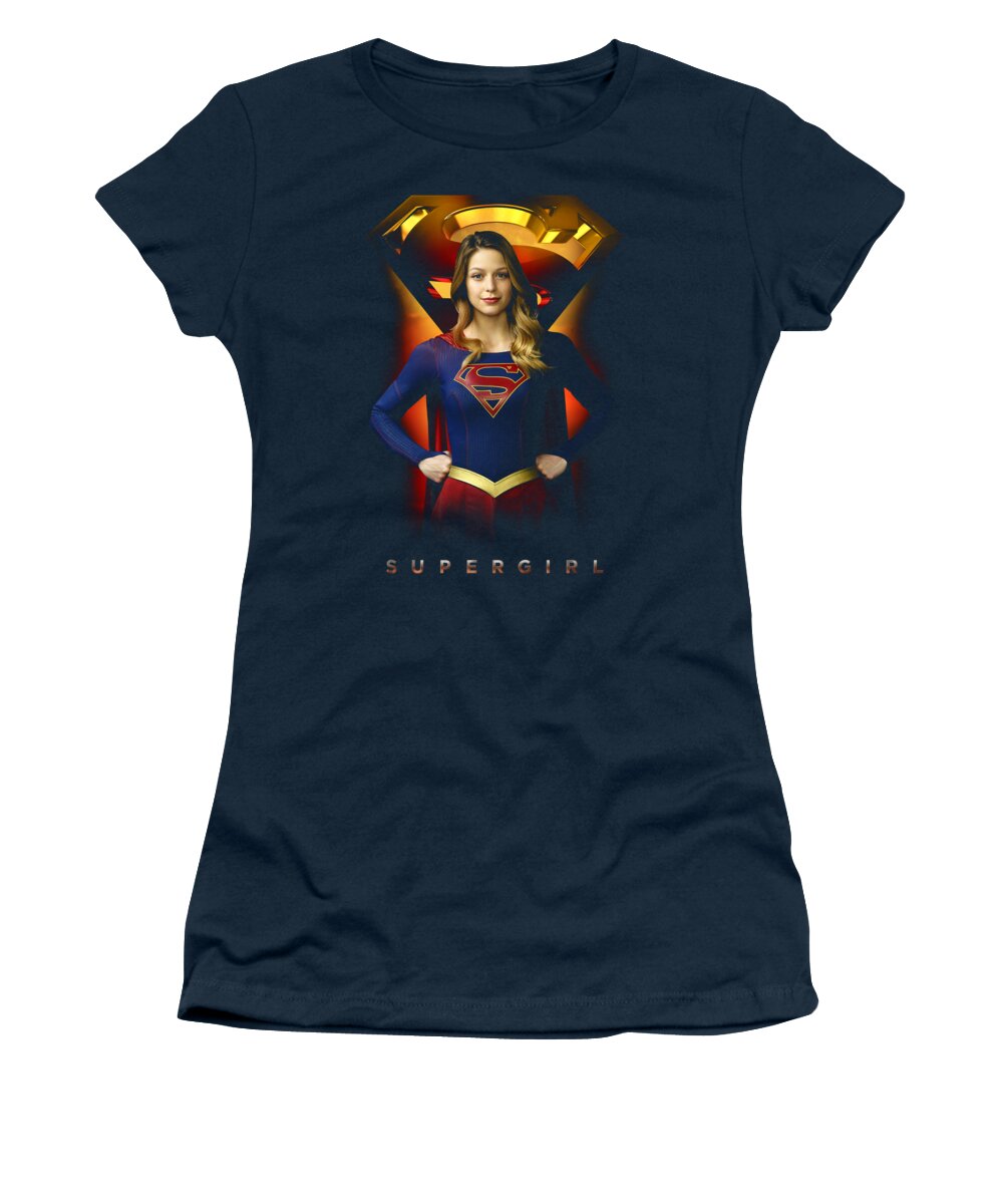  Women's T-Shirt featuring the digital art Supergirl - Standing Symbol by Brand A