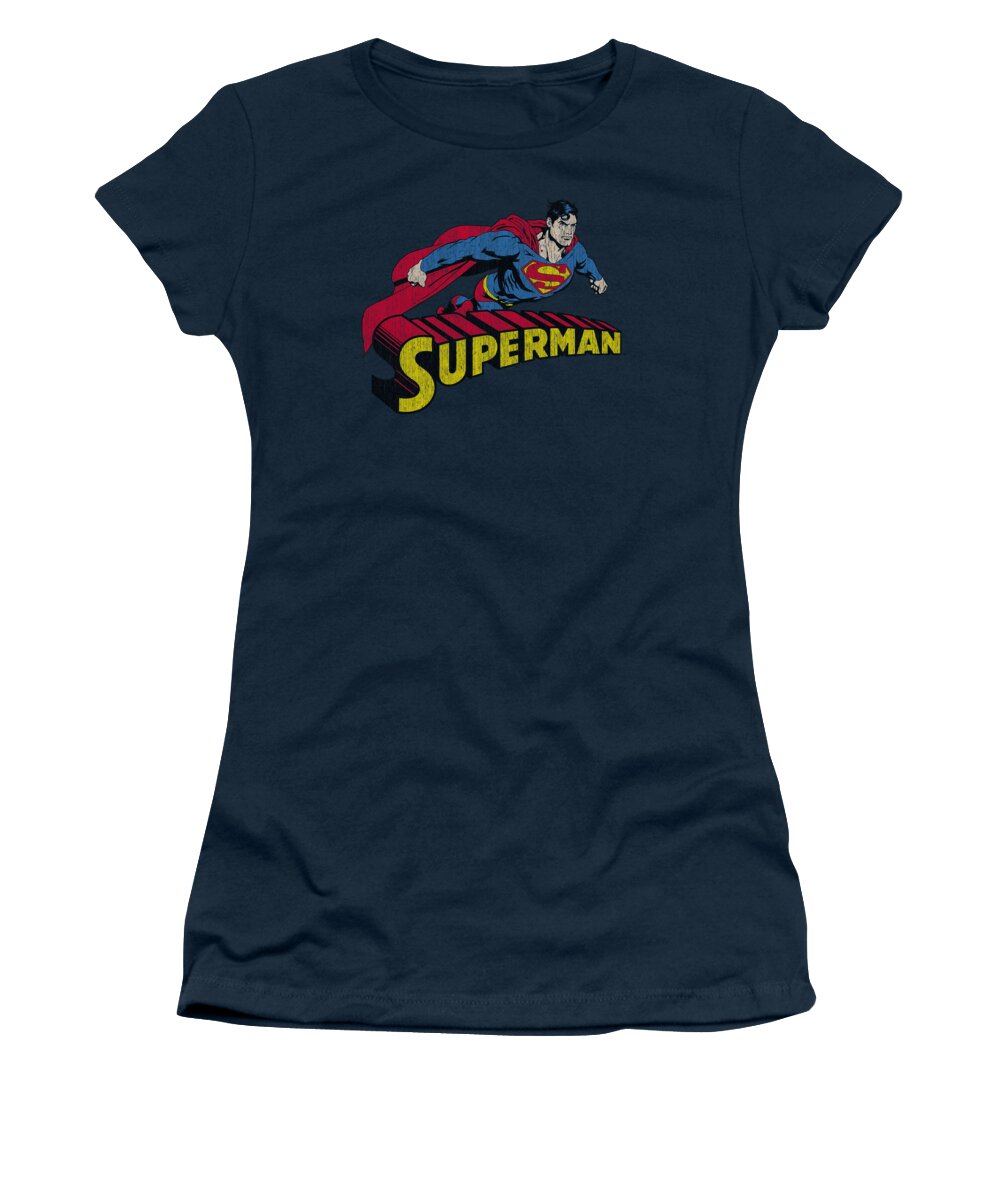 Superman Women's T-Shirt featuring the digital art Superman - Flying Over by Brand A