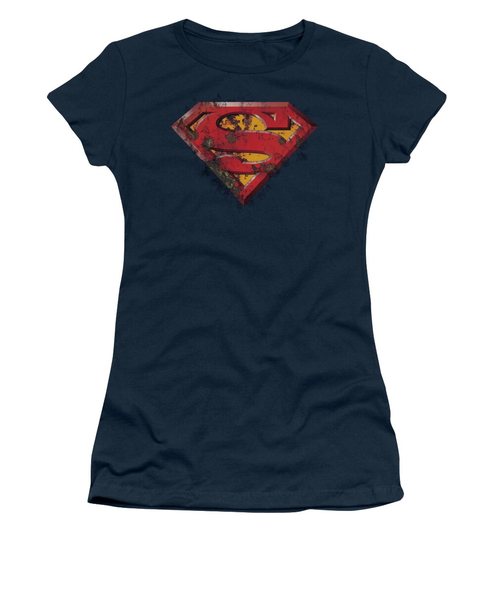 Superman Women's T-Shirt featuring the digital art Superman - Rusted Shield by Brand A