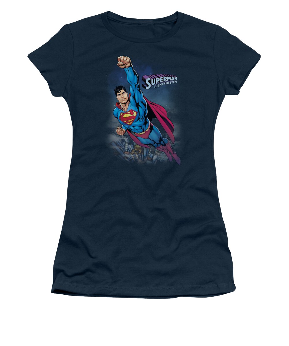 Superman Women's T-Shirt featuring the digital art Superman - Twilight Flight by Brand A