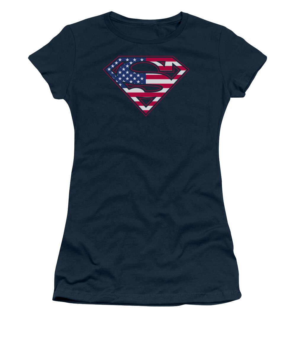 Superman Women's T-Shirt featuring the digital art Superman - U S Shield by Brand A