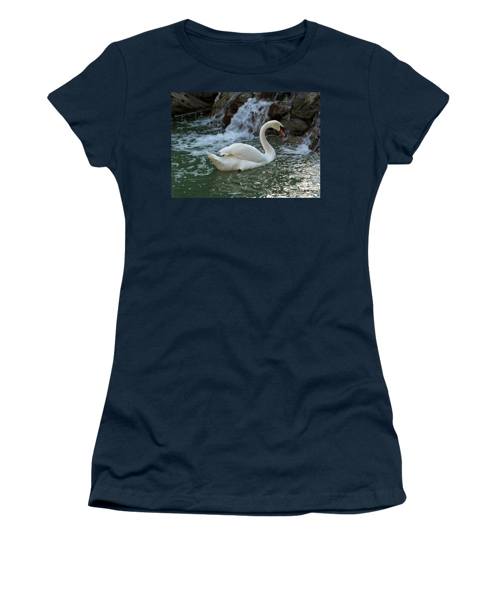 Swan Women's T-Shirt featuring the photograph Swan a Swimming by Michele Myers