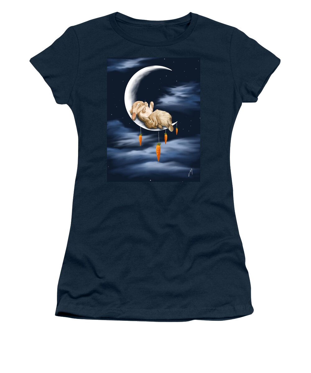 Bunnies Women's T-Shirt featuring the painting Sweet dreams by Veronica Minozzi