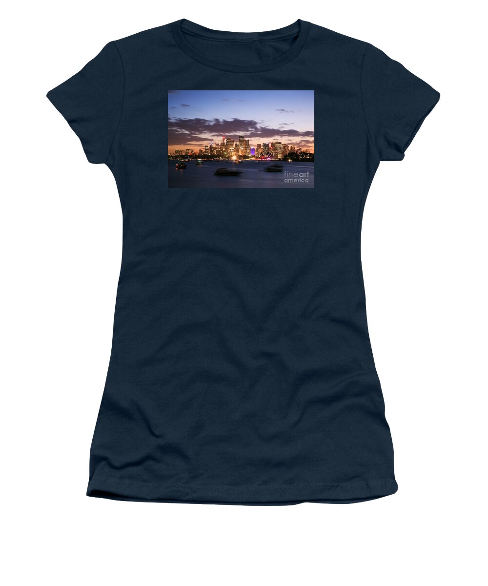 Sydney Women's T-Shirt featuring the photograph Sydney skyline at dusk Australia by Matteo Colombo