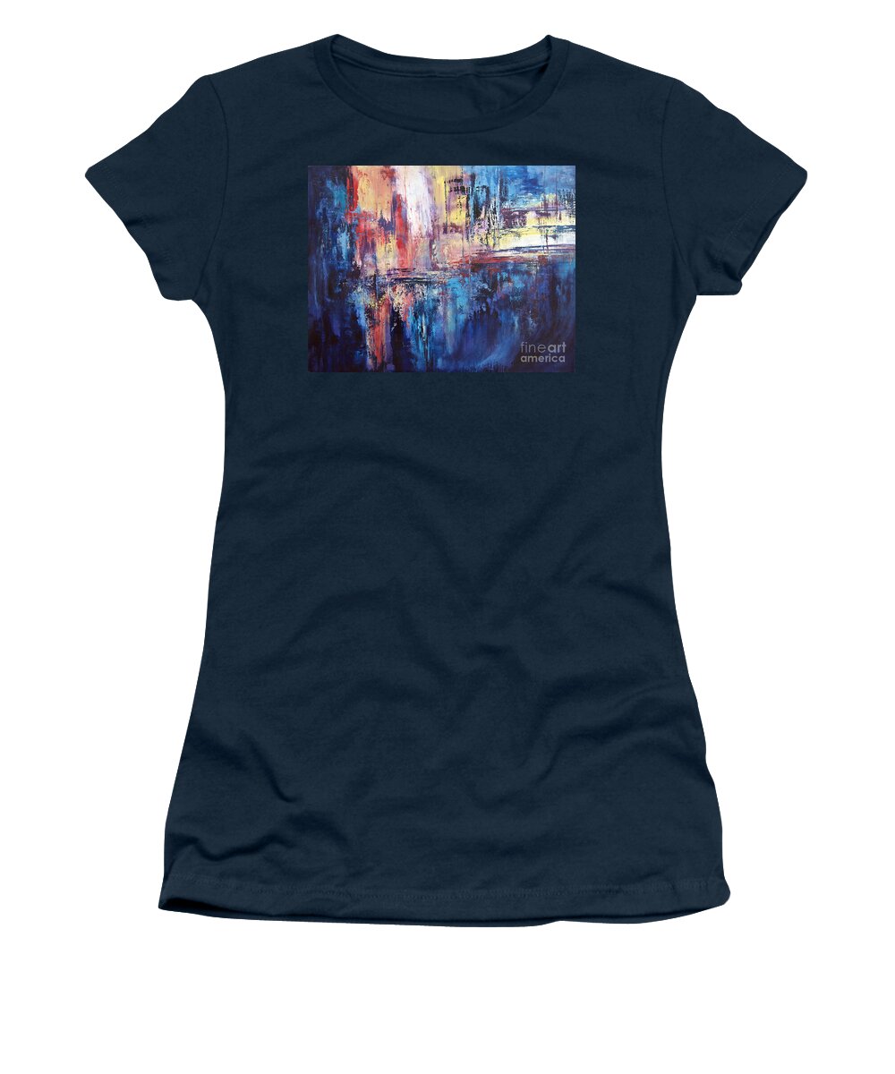  Acrylic Women's T-Shirt featuring the painting Symphony in Blue by Valerie Travers