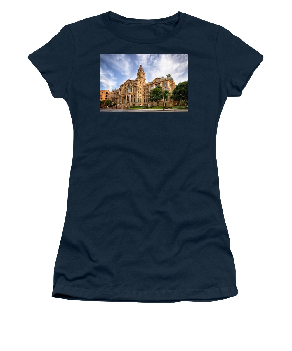 Joan Carroll Women's T-Shirt featuring the photograph Tarrant County Courthouse II by Joan Carroll