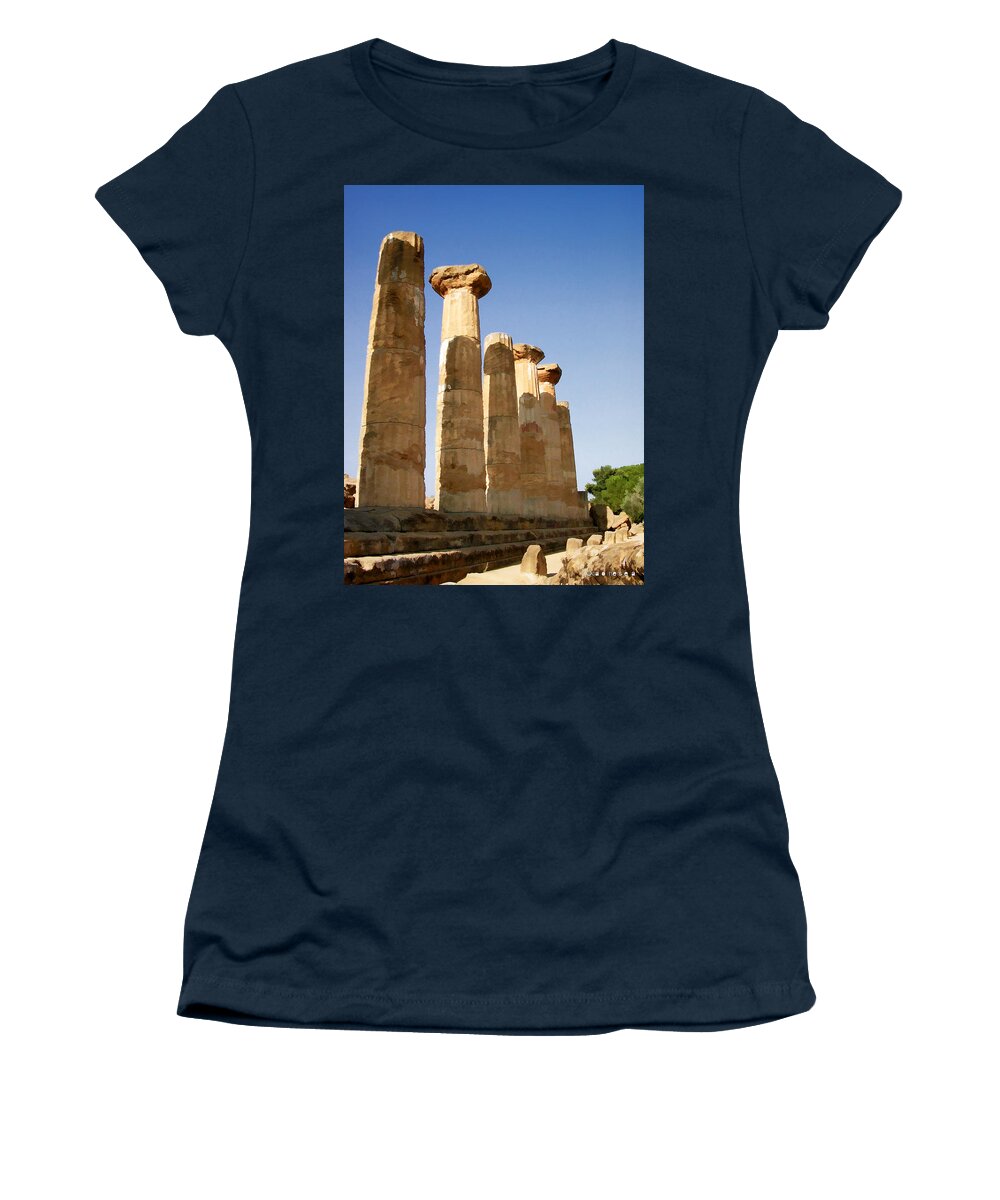 Agrigento Women's T-Shirt featuring the photograph Temple of Juno Agrigento Sicily by Caroline Stella