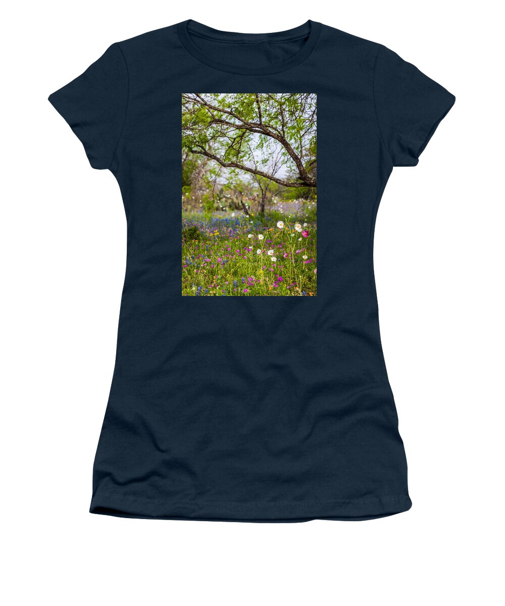 Lupinus Texensis Women's T-Shirt featuring the photograph Texas Roadside Wildflowers 732 by Melinda Ledsome