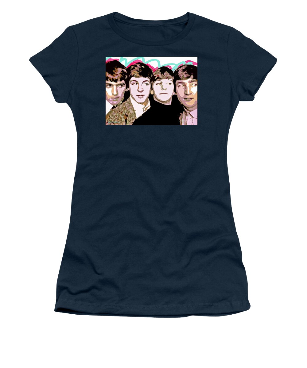 The Beatles Women's T-Shirt featuring the painting The Beatles Love by David Lloyd Glover