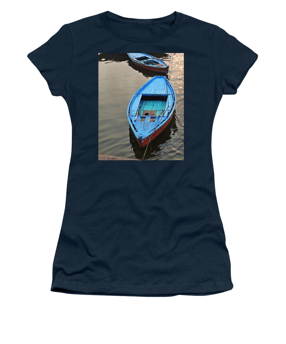 Blue Boat Women's T-Shirt featuring the photograph The Blue Boat by Kim Bemis