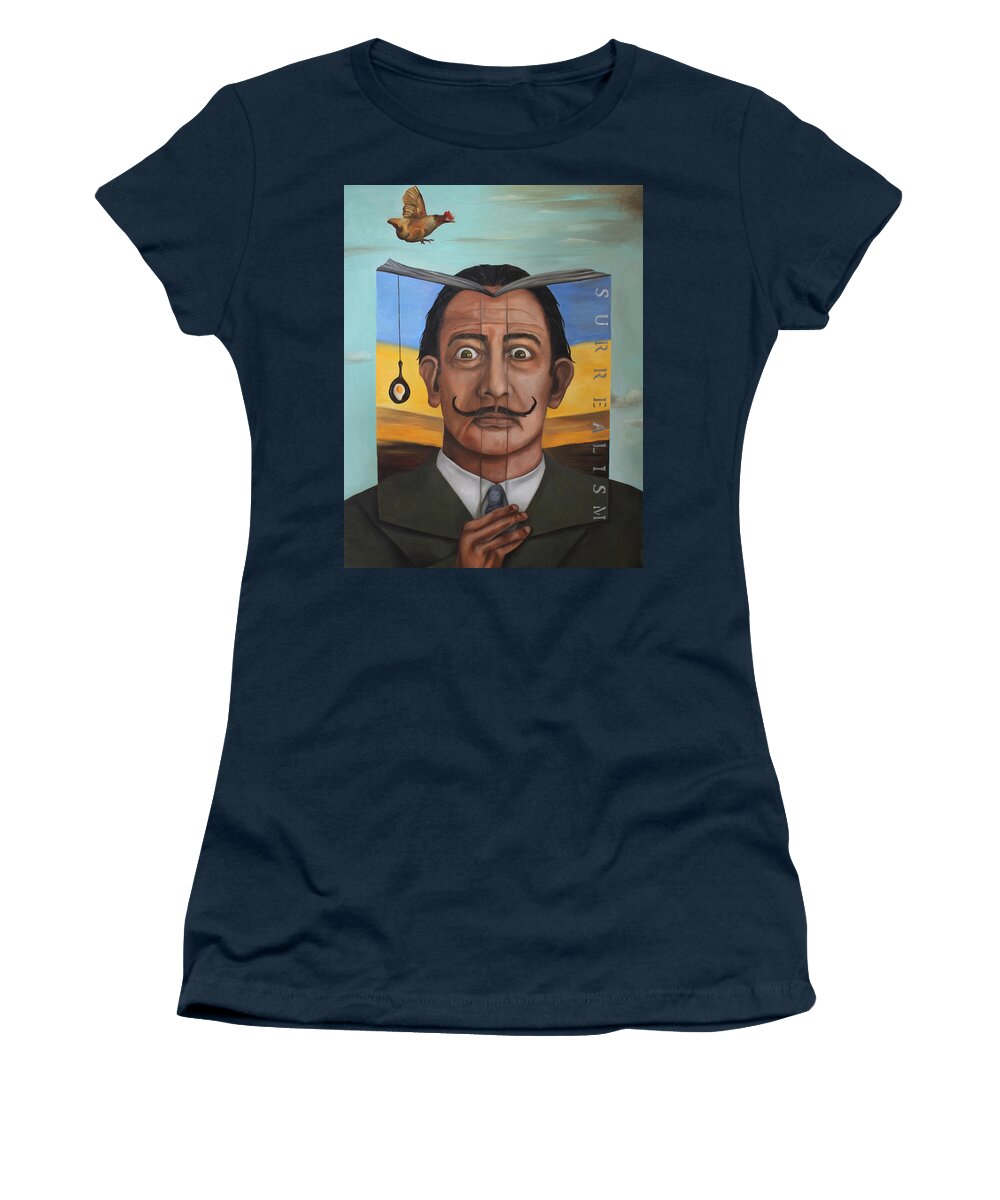 Dali Women's T-Shirt featuring the painting The Book Of Surrealism by Leah Saulnier The Painting Maniac