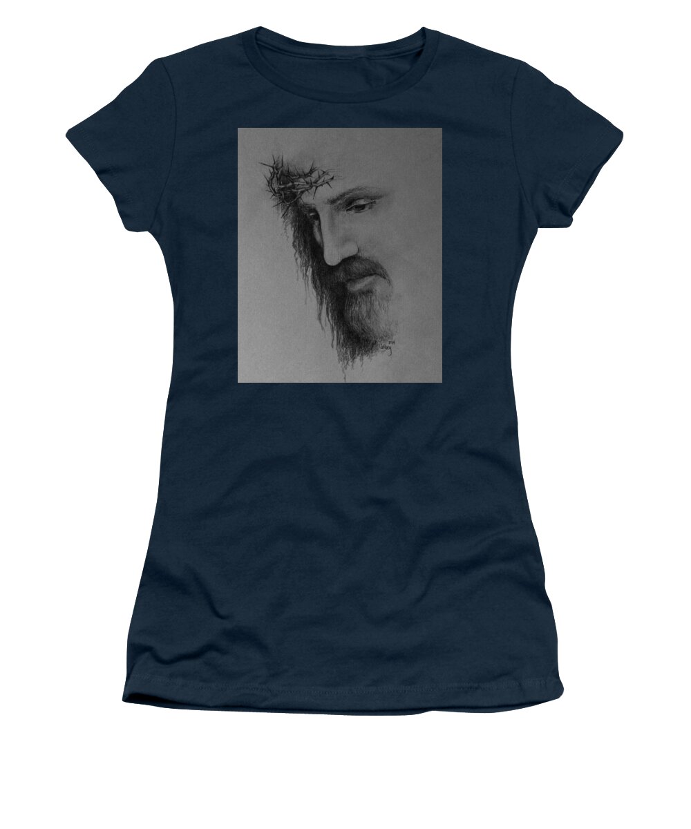 Jesus Women's T-Shirt featuring the drawing The Crown by Catherine Howley
