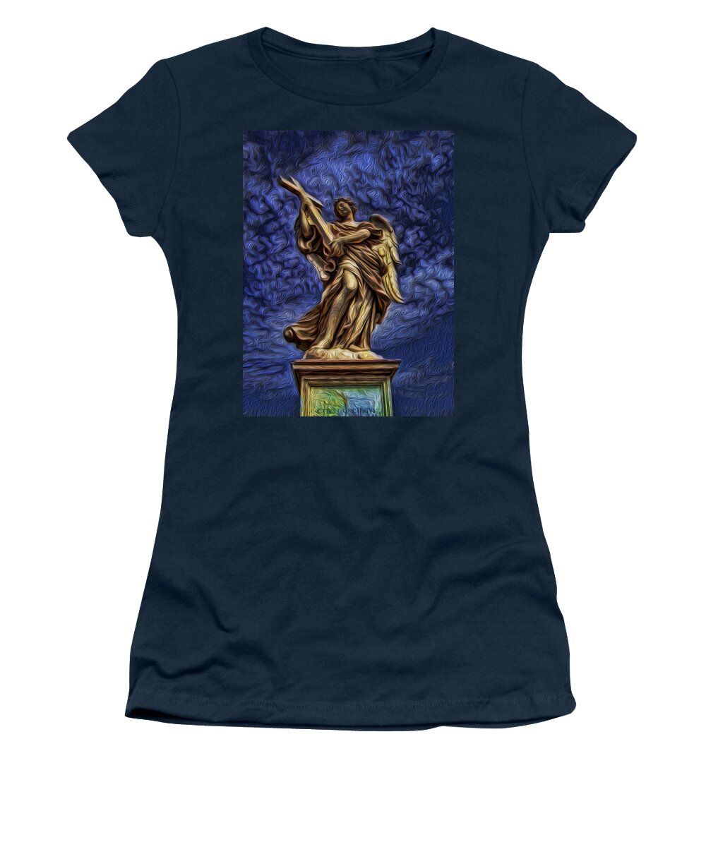 Saint Charles Bridge Women's T-Shirt featuring the photograph The Golden Angel by Lee Dos Santos