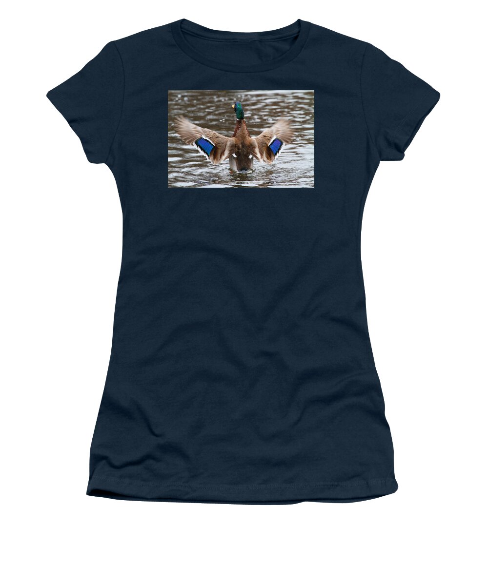 Mallard Women's T-Shirt featuring the photograph The Mallard Wave by Karol Livote