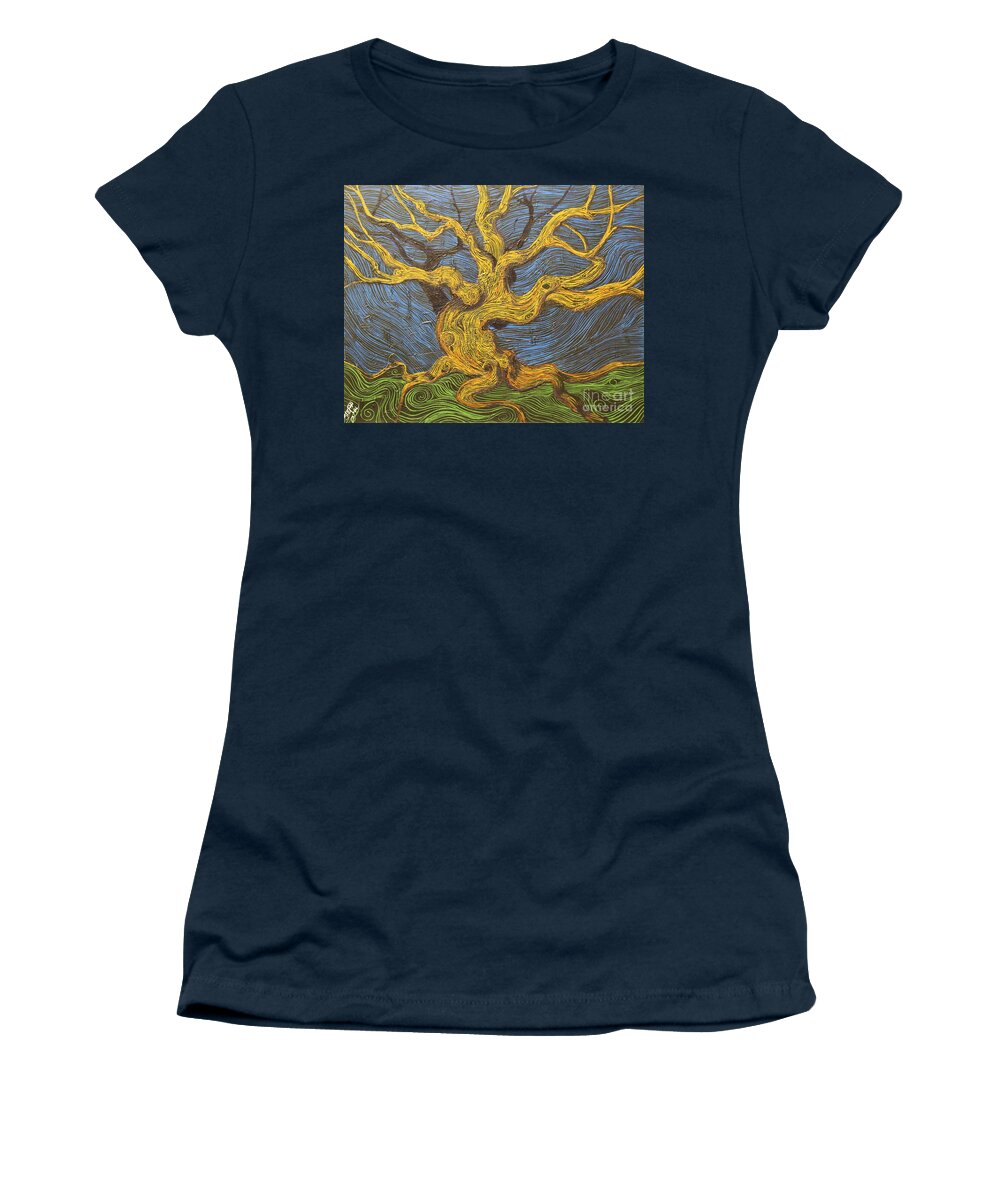 Squiggles Women's T-Shirt featuring the painting The Oak Dance by Stefan Duncan
