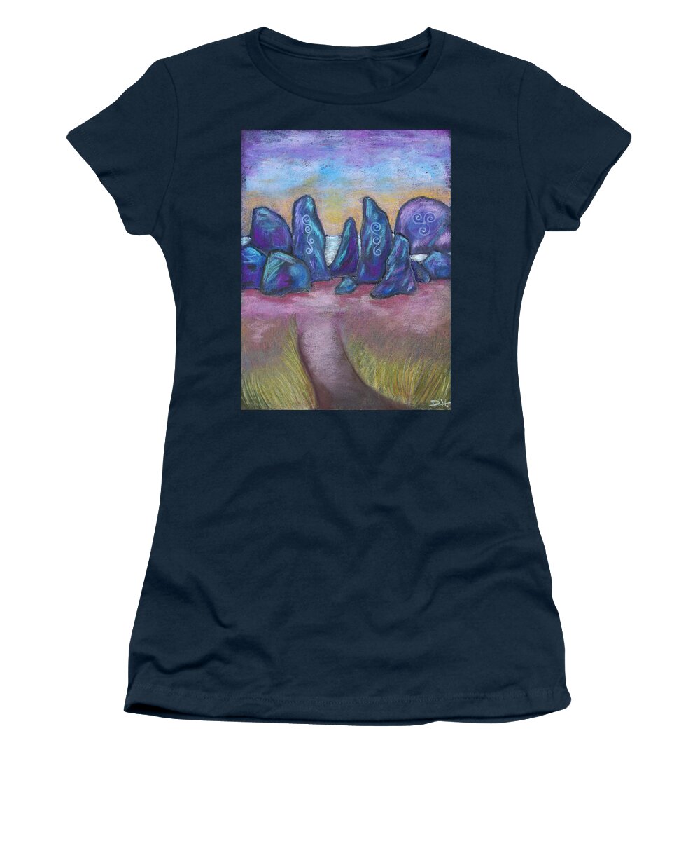 Standing Stones Women's T-Shirt featuring the pastel The Standing Stones by Diana Haronis