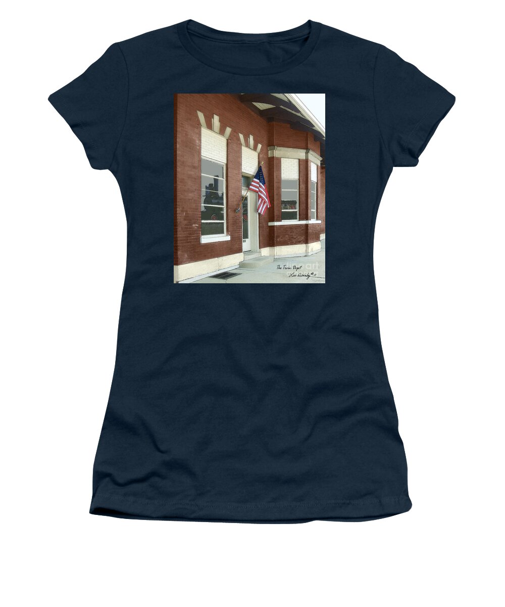 Train Depot Women's T-Shirt featuring the photograph The Train Depot by Lee Owenby