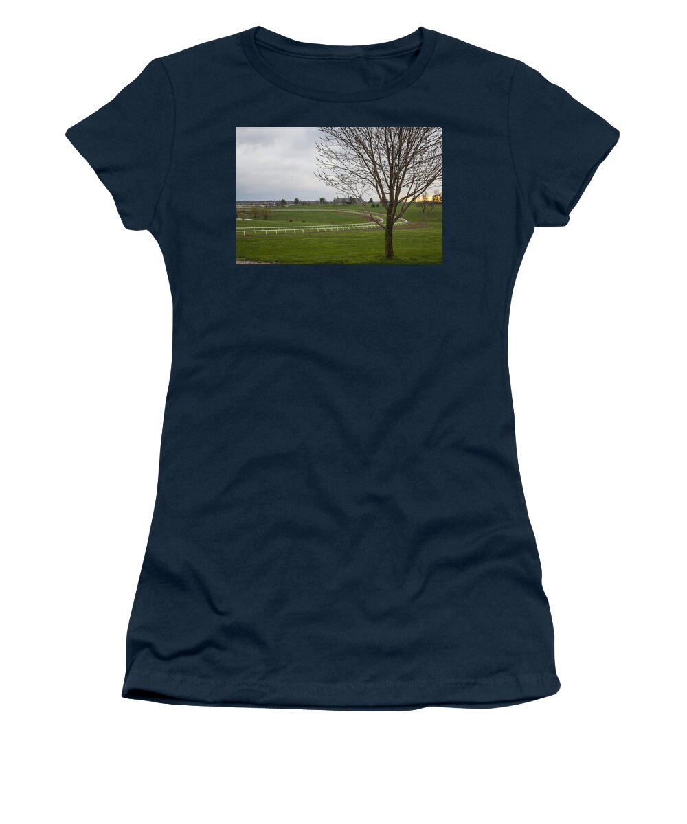 Animal Women's T-Shirt featuring the photograph The Training Barn and Turf Track by Jack R Perry