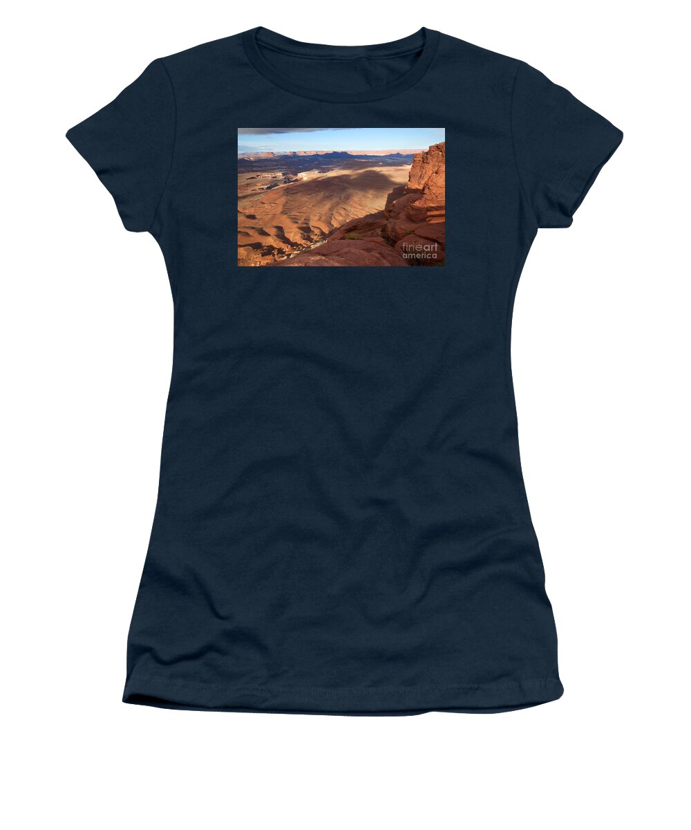 Canyon Lands Women's T-Shirt featuring the photograph The Valley so Low by Jim Garrison