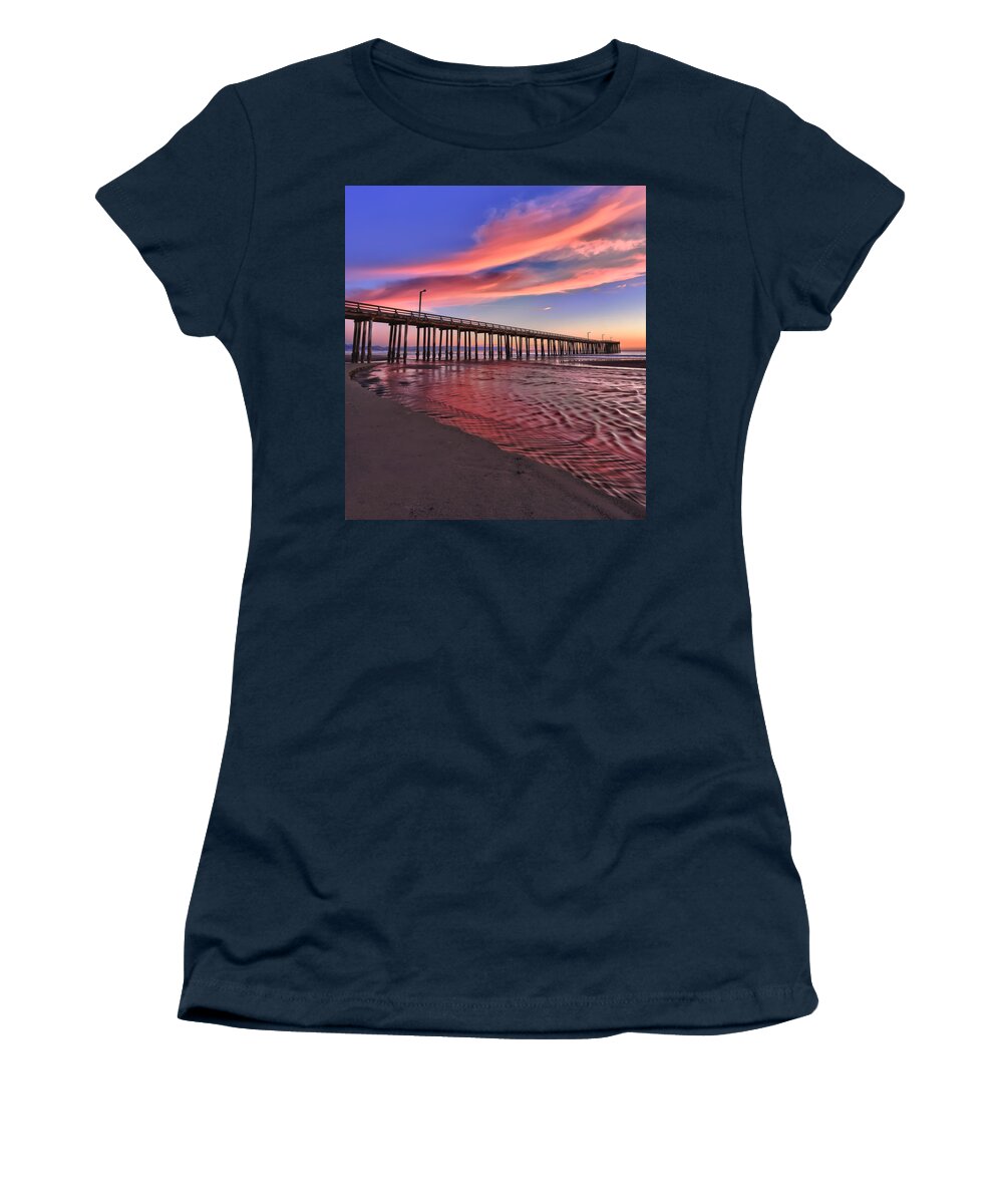 Sunset Women's T-Shirt featuring the photograph The Water Flows Red by Beth Sargent