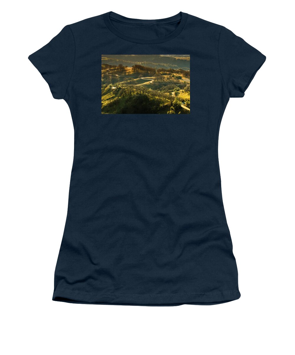 Mountain Road Women's T-Shirt featuring the photograph The Winding Road by Lisa Chorny