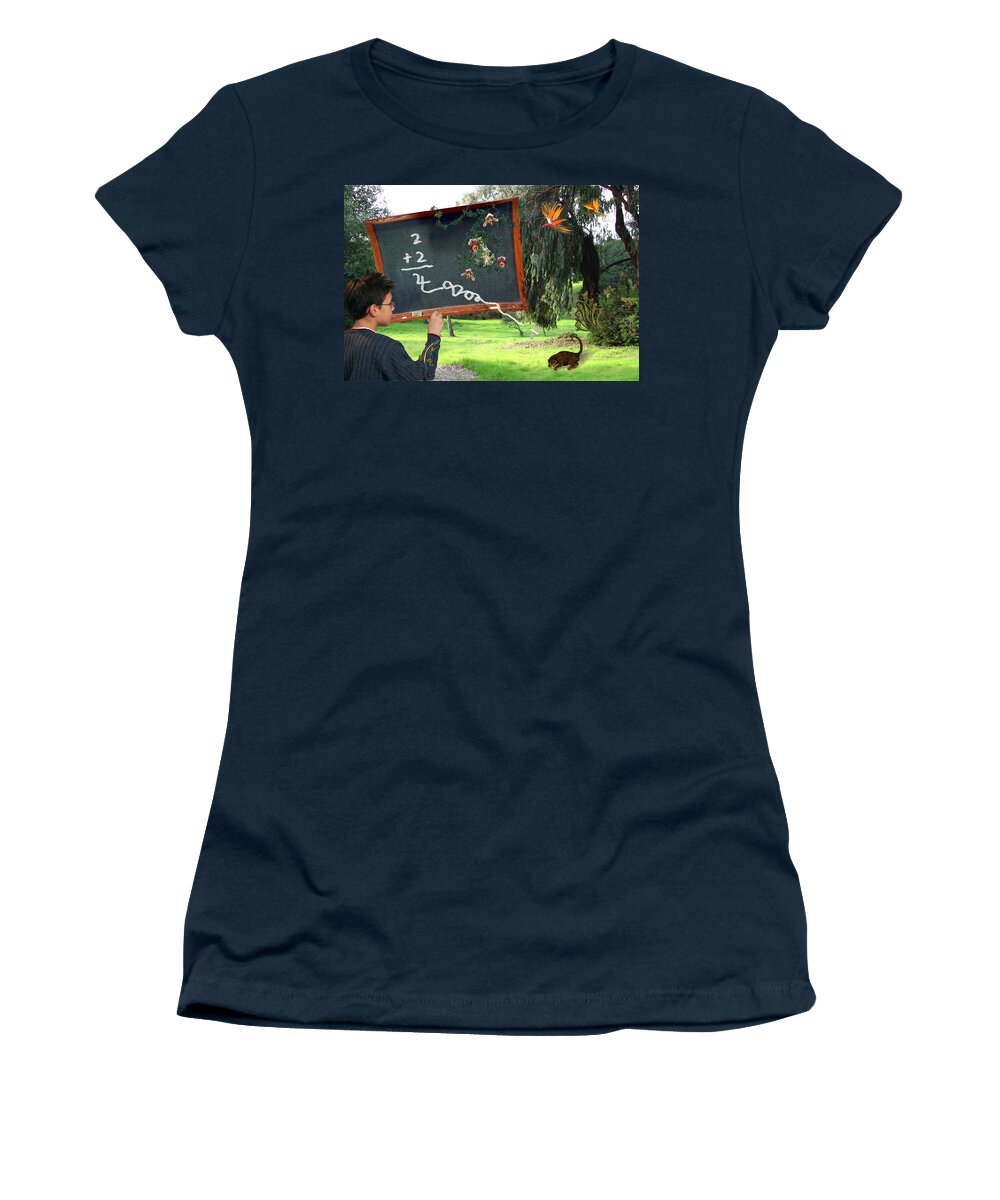 Boy Women's T-Shirt featuring the digital art The Wrong Classroom by Lisa Yount
