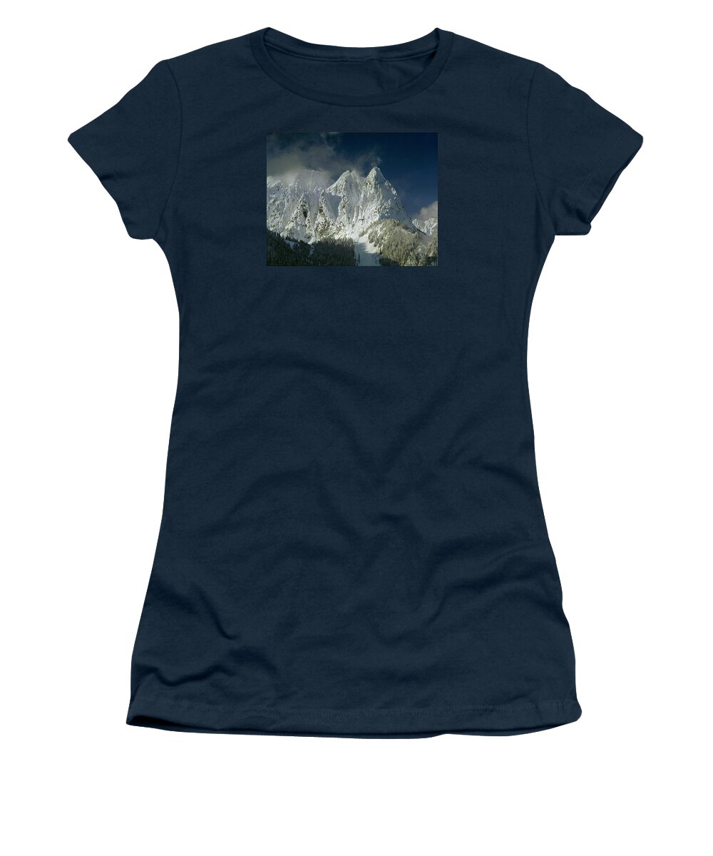 Three Peaks Women's T-Shirt featuring the photograph 1M4503-Three Peaks of Mt. Index by Ed Cooper Photography
