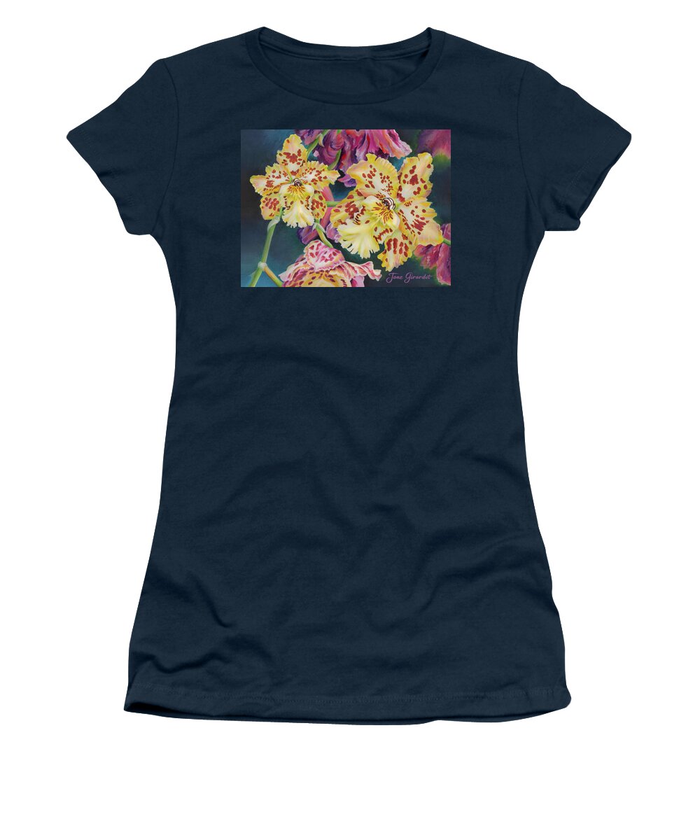Flower Women's T-Shirt featuring the painting Tiger Orchid by Jane Girardot