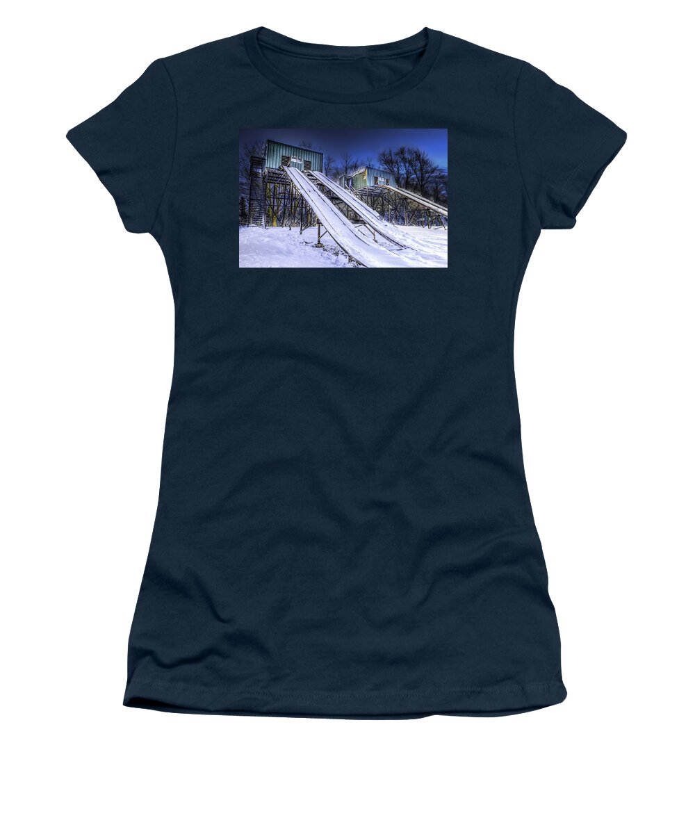 Buffalo Photographs Women's T-Shirt featuring the photograph Toboggan Run by John Angelo Lattanzio