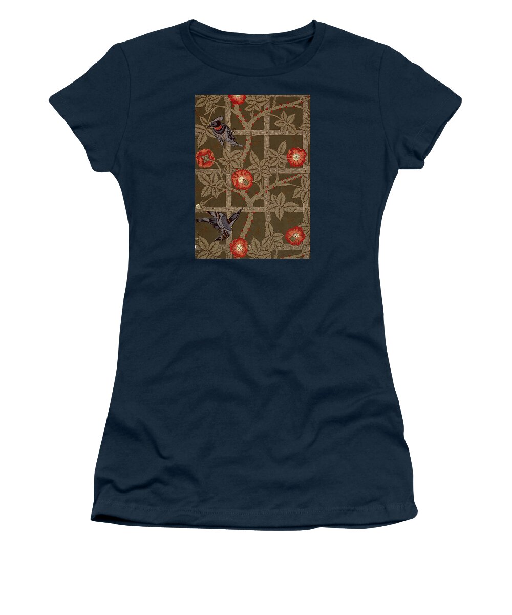 William Women's T-Shirt featuring the mixed media Trellis with Birds by Philip Ralley