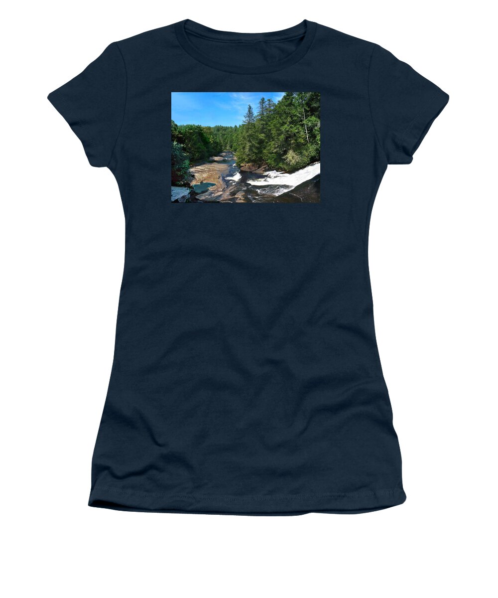 Triple Falls North Carolina Women's T-Shirt featuring the photograph Triple Falls North Carolina by Steve Karol