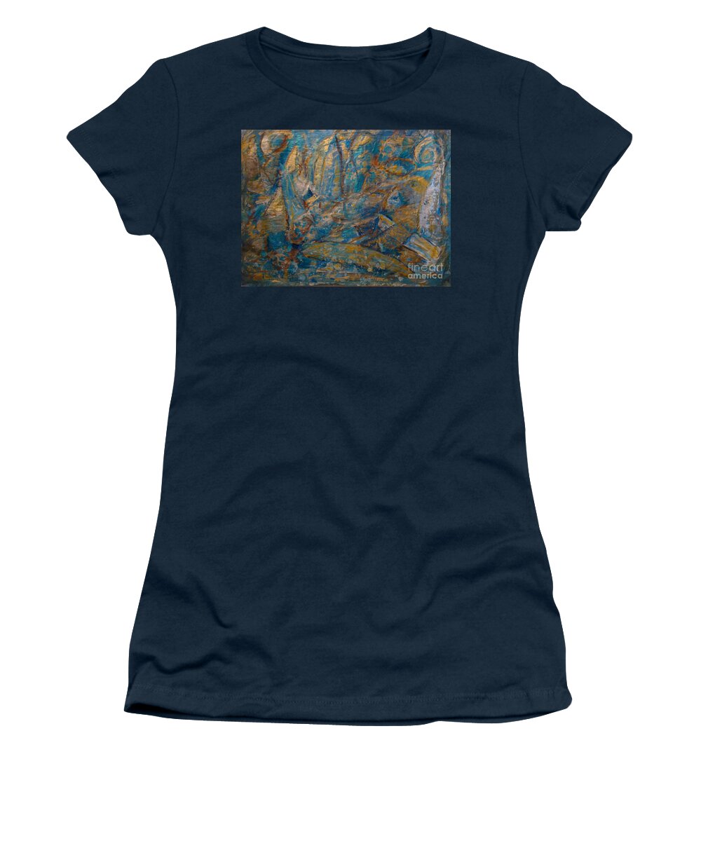 Sea Scape Women's T-Shirt featuring the painting Twilight Sails by Fereshteh Stoecklein