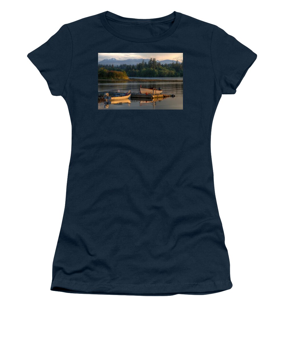 Tyee Women's T-Shirt featuring the photograph Sunset Tyee Boats by Kathy Paynter