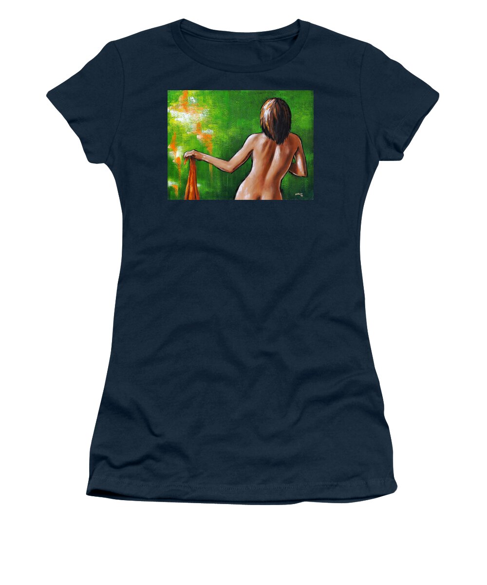 Nude Women's T-Shirt featuring the painting Undressed by Glenn Pollard