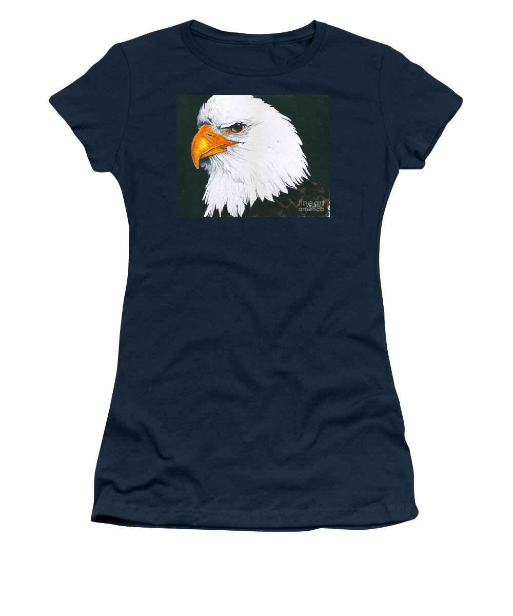 Bald Women's T-Shirt featuring the drawing US Bald Eagle by Bill Richards