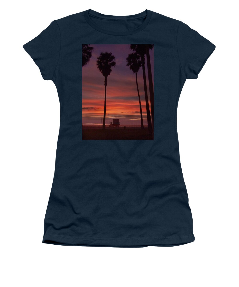 Beach Women's T-Shirt featuring the photograph Venice Beach Sunset by Steve Ondrus
