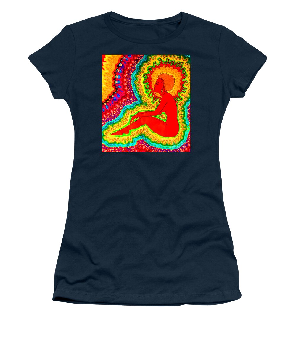 Vibrant Women's T-Shirt featuring the drawing Vibrant 2 by Baruska A Michalcikova