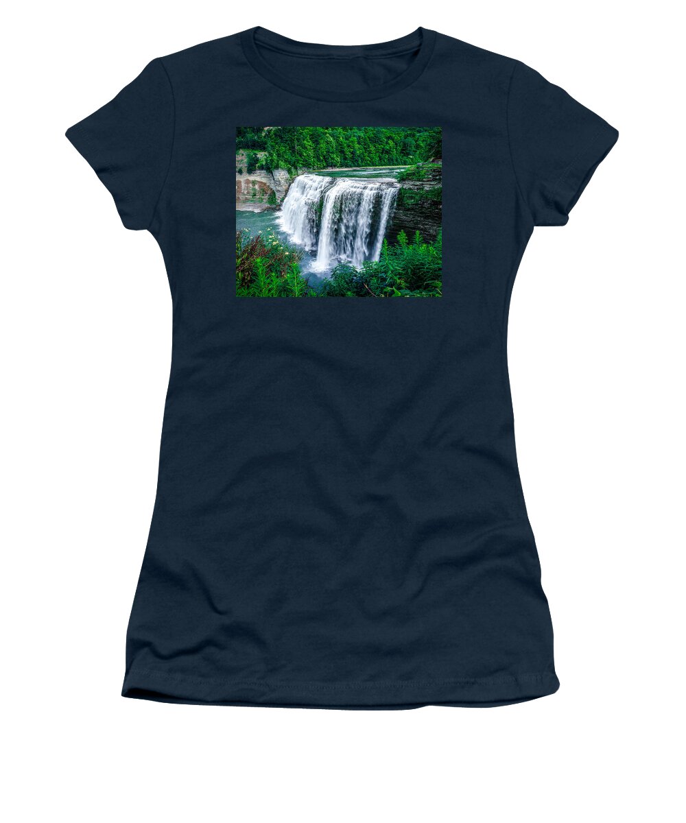 Middle Falls Women's T-Shirt featuring the photograph View of Middle Falls by Rick Bartrand