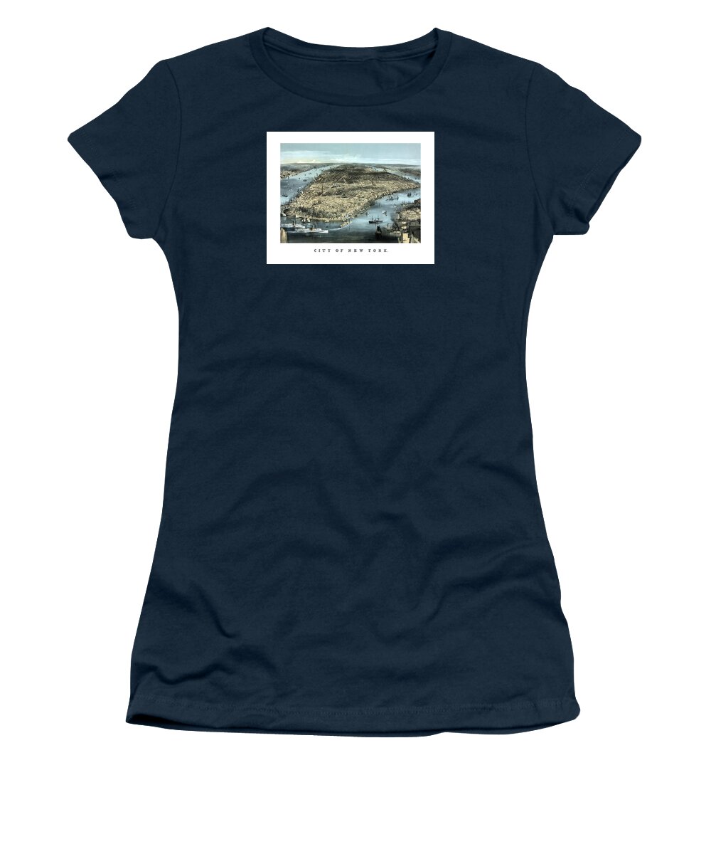 New York Women's T-Shirt featuring the painting Vintage City Of New York by War Is Hell Store