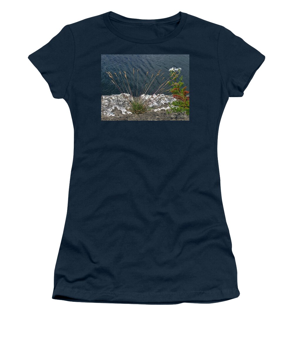 Landscape Women's T-Shirt featuring the photograph Flowers in Rock by Brenda Brown