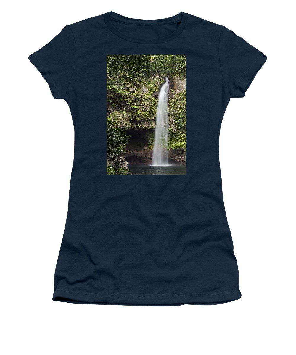Pete Oxford Women's T-Shirt featuring the photograph Waterfall Bouma Np Fiji by Pete Oxford