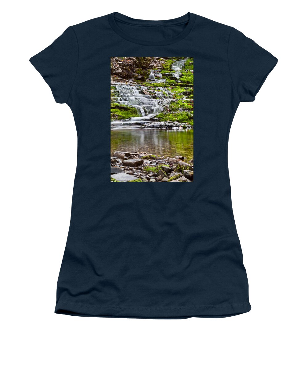 Beautiful Women's T-Shirt featuring the photograph Waterfall in the forest in autumn season by U Schade