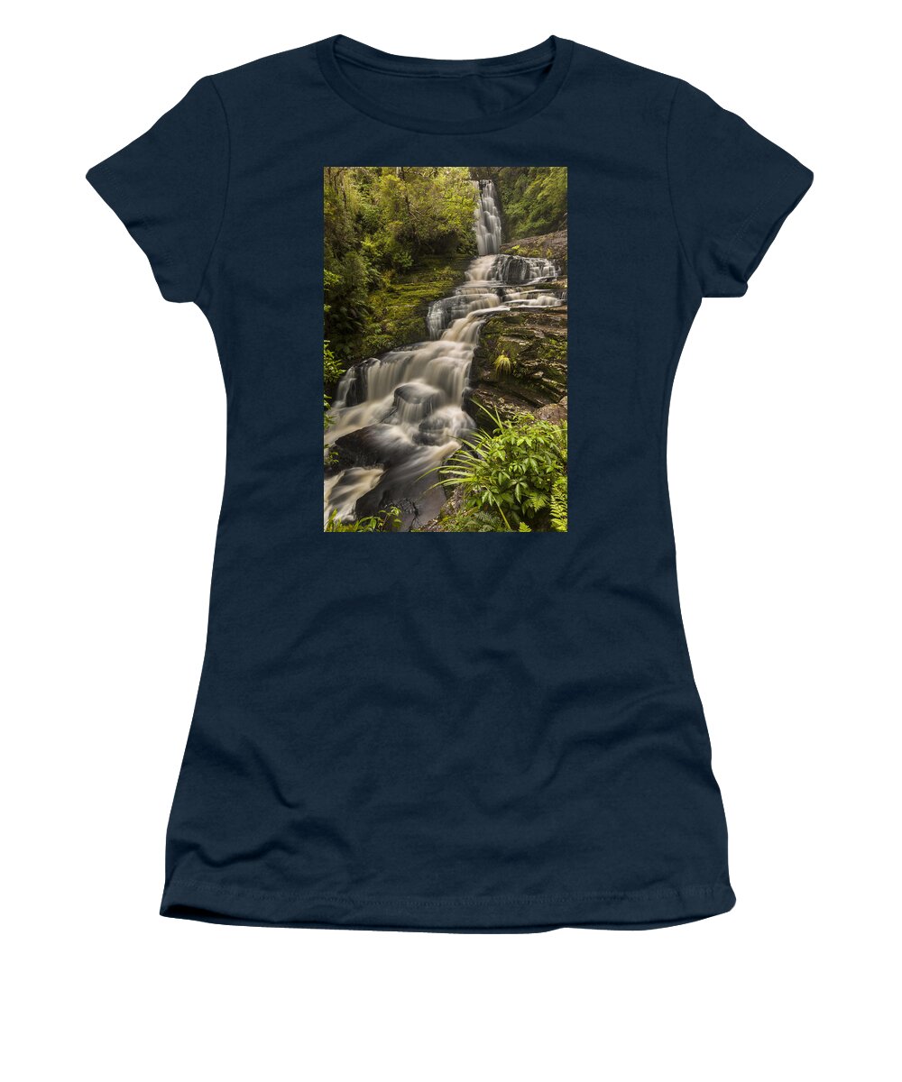 Colin Monteath Women's T-Shirt featuring the photograph Waterfalls After Rain Mcleans Falls by Colin Monteath