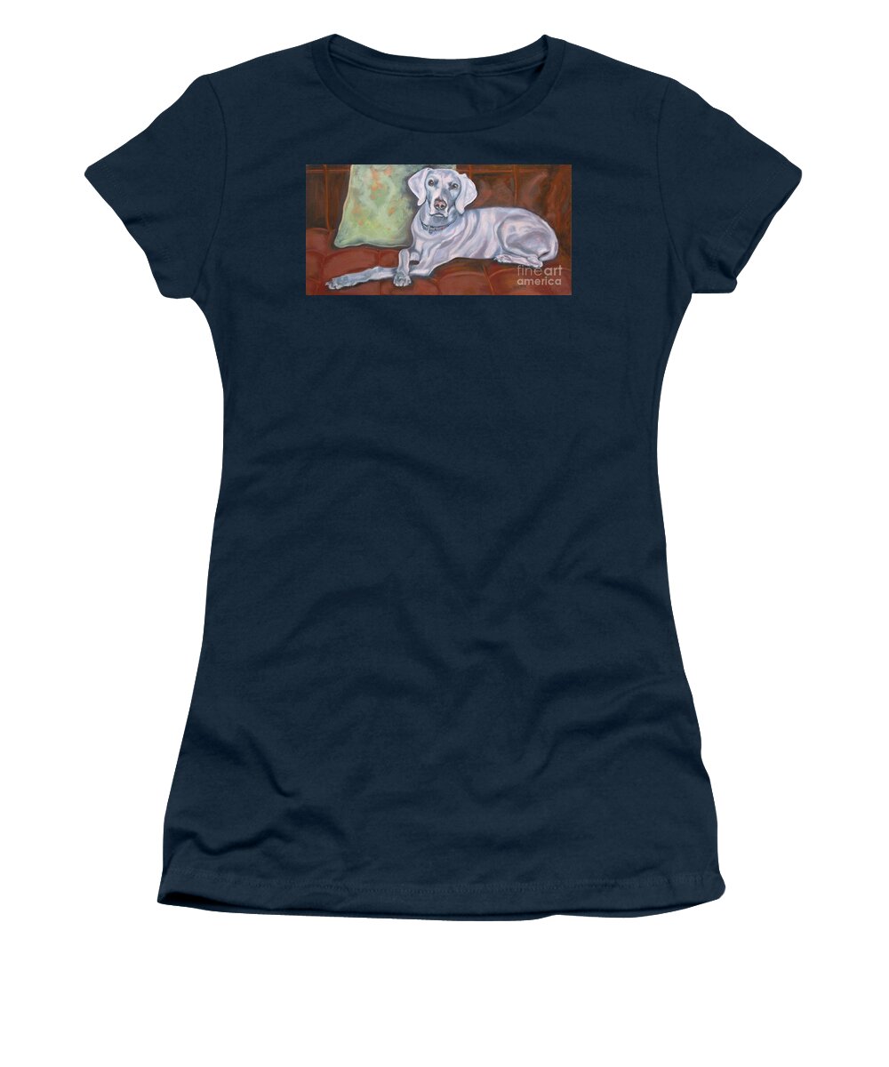 Weimaraner Women's T-Shirt featuring the painting Weimaraner Reclining by Susan A Becker