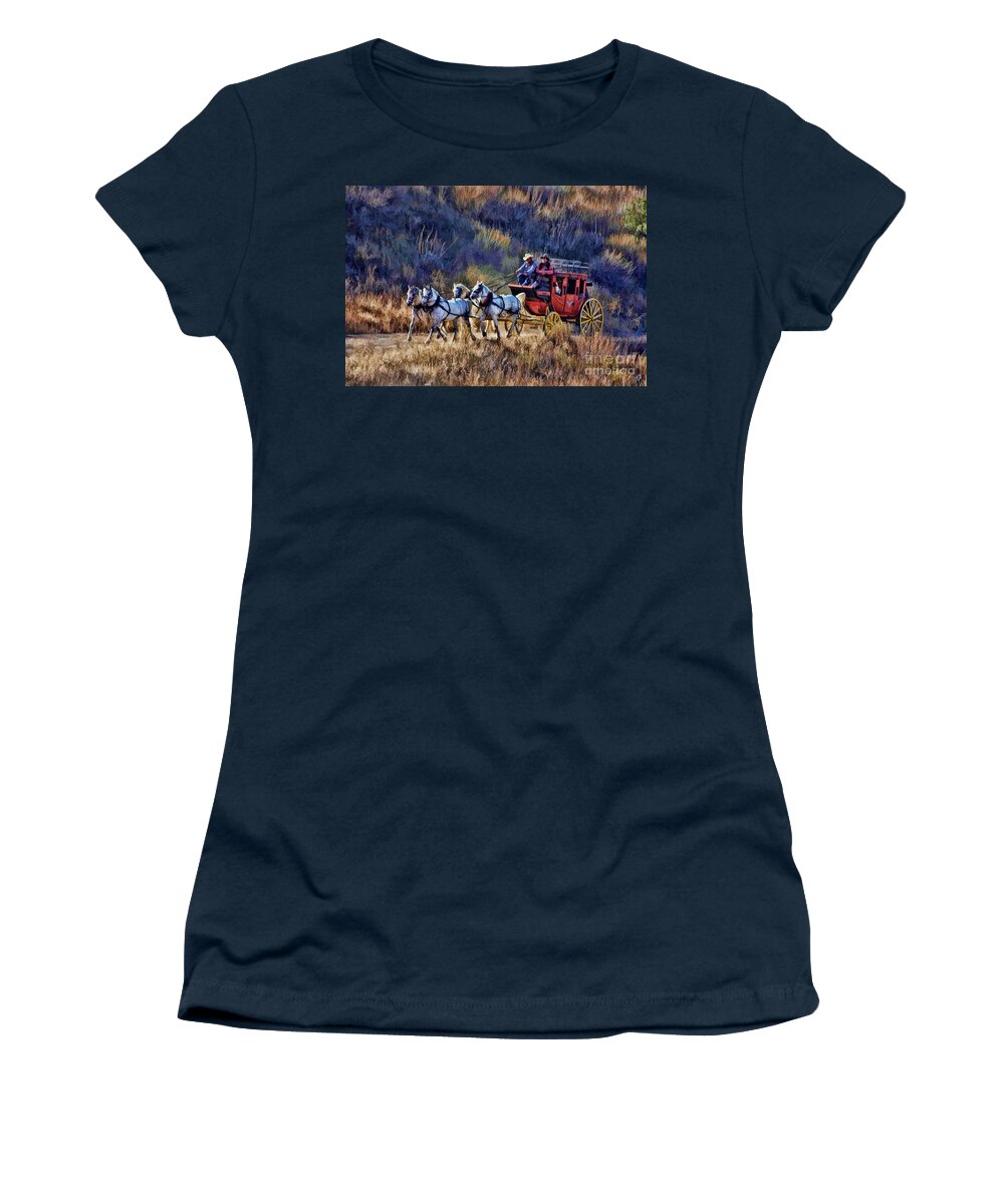 Wells Fargo Women's T-Shirt featuring the photograph Well's Fargo's Coming by Tommy Anderson