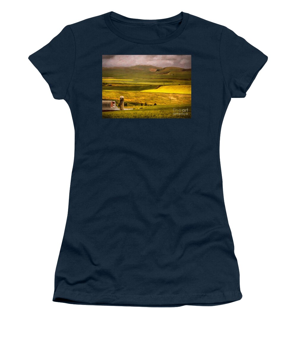 Palouse Women's T-Shirt featuring the photograph Wheat and Canola Fields of Palouse by Priscilla Burgers